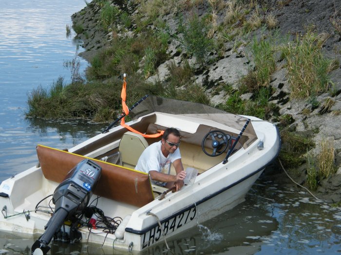 papa sur le bateau